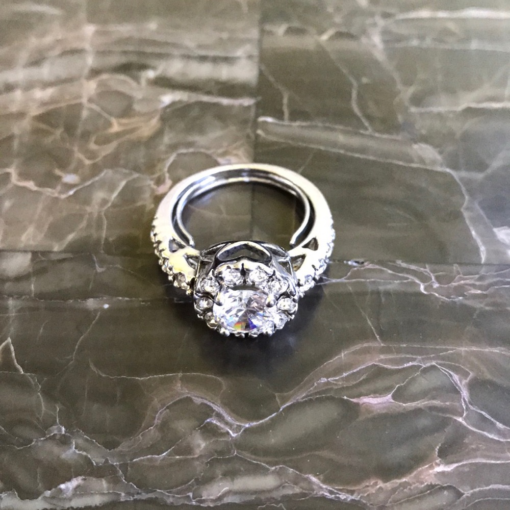 Faux “diamond” halo style ring